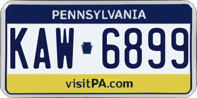 PA license plate KAW6899