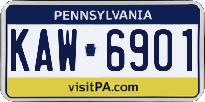 PA license plate KAW6901