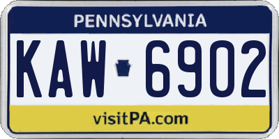 PA license plate KAW6902