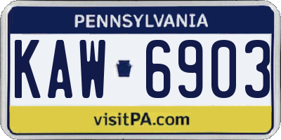 PA license plate KAW6903