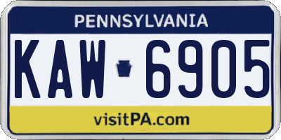 PA license plate KAW6905