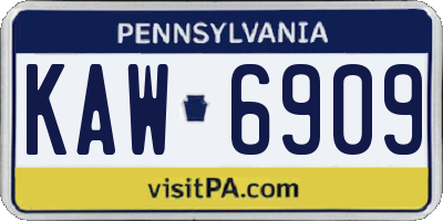 PA license plate KAW6909