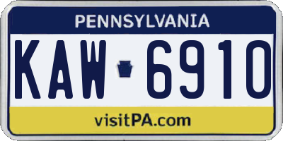 PA license plate KAW6910