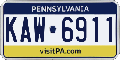 PA license plate KAW6911