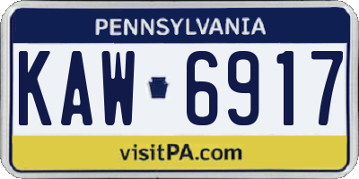 PA license plate KAW6917