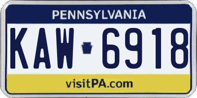 PA license plate KAW6918