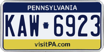 PA license plate KAW6923