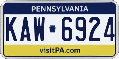 PA license plate KAW6924