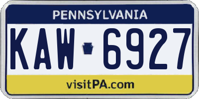 PA license plate KAW6927