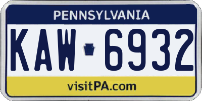 PA license plate KAW6932