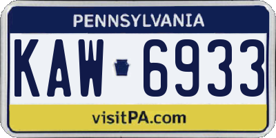PA license plate KAW6933