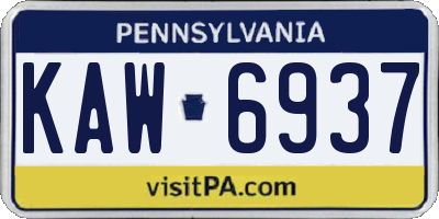 PA license plate KAW6937