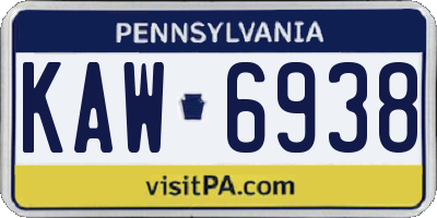 PA license plate KAW6938