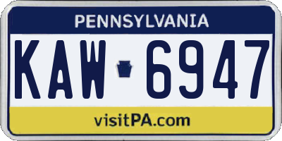 PA license plate KAW6947