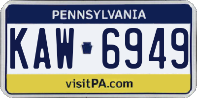 PA license plate KAW6949