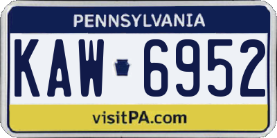 PA license plate KAW6952