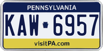 PA license plate KAW6957