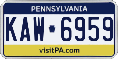 PA license plate KAW6959