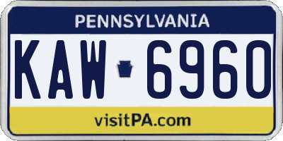 PA license plate KAW6960