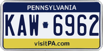 PA license plate KAW6962