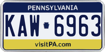 PA license plate KAW6963