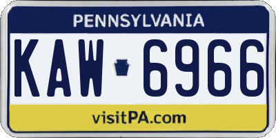 PA license plate KAW6966