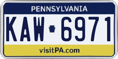 PA license plate KAW6971