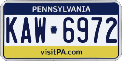 PA license plate KAW6972