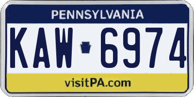 PA license plate KAW6974
