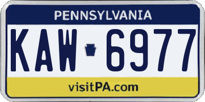 PA license plate KAW6977