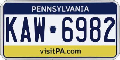 PA license plate KAW6982