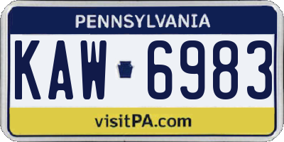 PA license plate KAW6983