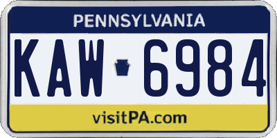 PA license plate KAW6984