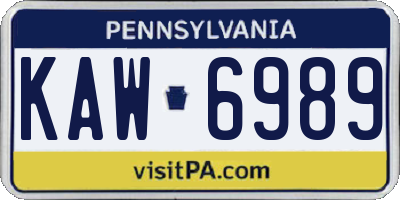 PA license plate KAW6989
