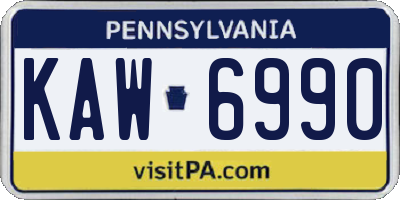 PA license plate KAW6990