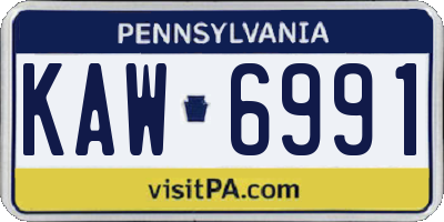 PA license plate KAW6991