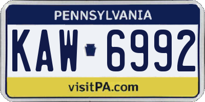 PA license plate KAW6992