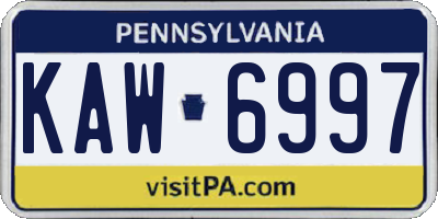 PA license plate KAW6997