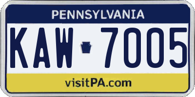 PA license plate KAW7005