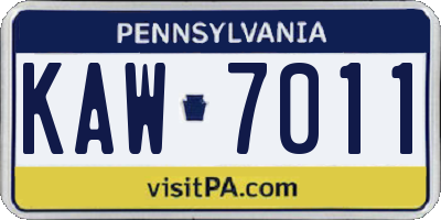 PA license plate KAW7011