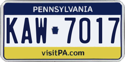 PA license plate KAW7017