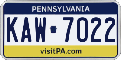 PA license plate KAW7022
