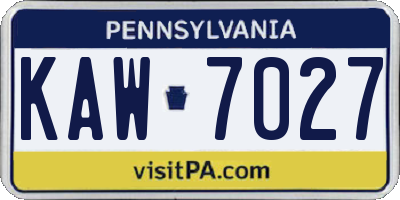 PA license plate KAW7027