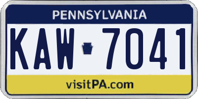 PA license plate KAW7041