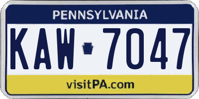 PA license plate KAW7047