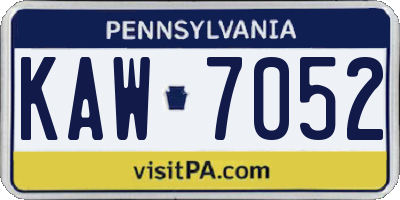 PA license plate KAW7052
