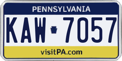 PA license plate KAW7057