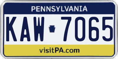 PA license plate KAW7065