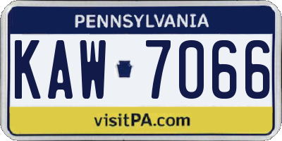 PA license plate KAW7066