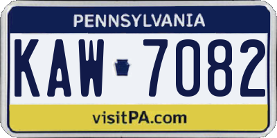 PA license plate KAW7082